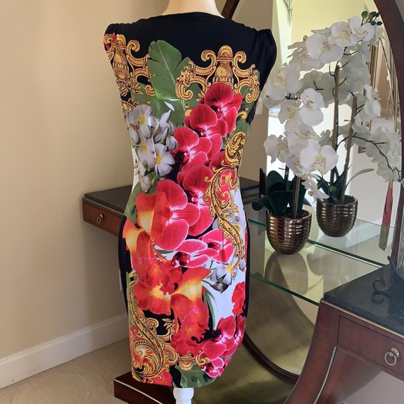 Very rare Cache tropical floral dress, sz M - Picture 3 of 4